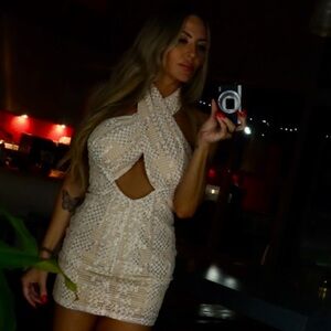 Chic Beige Halter Mini Dress